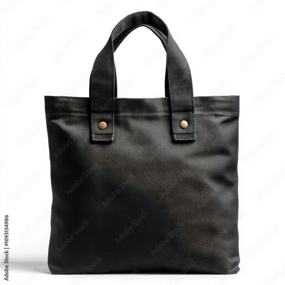 Canvas bag. Model of a black eco-friendly cotton bag with handles isolated on a white background. Black eco bag template. Canvas bag. Model of a black eco-friendly cotton bag with handles isolated on a white background. Black eco bag template.