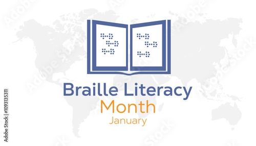 National Braille Literacy Month observed each year during January. Healthcare Medical Awareness concept. Vector template for banner, greeting card, poster with background.