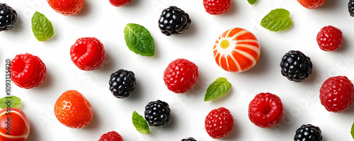 Photo Background Berries Mint Raspberry Strawberry Blackberry Candy