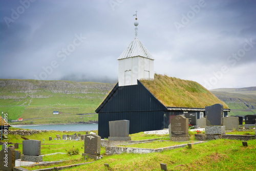 Wooden turf roofed church i...