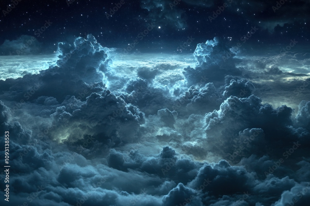 Fototapeta premium Celestial Cloudscape Under A Starlit Night Sky