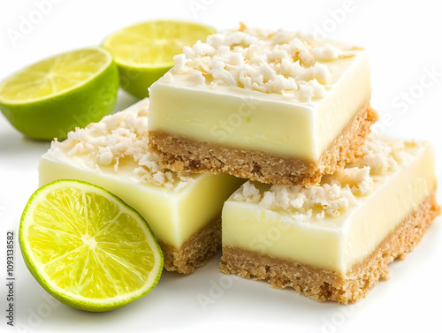 Photo Lime Bars Dessert Coconut Crust Citrus Sweet Treat