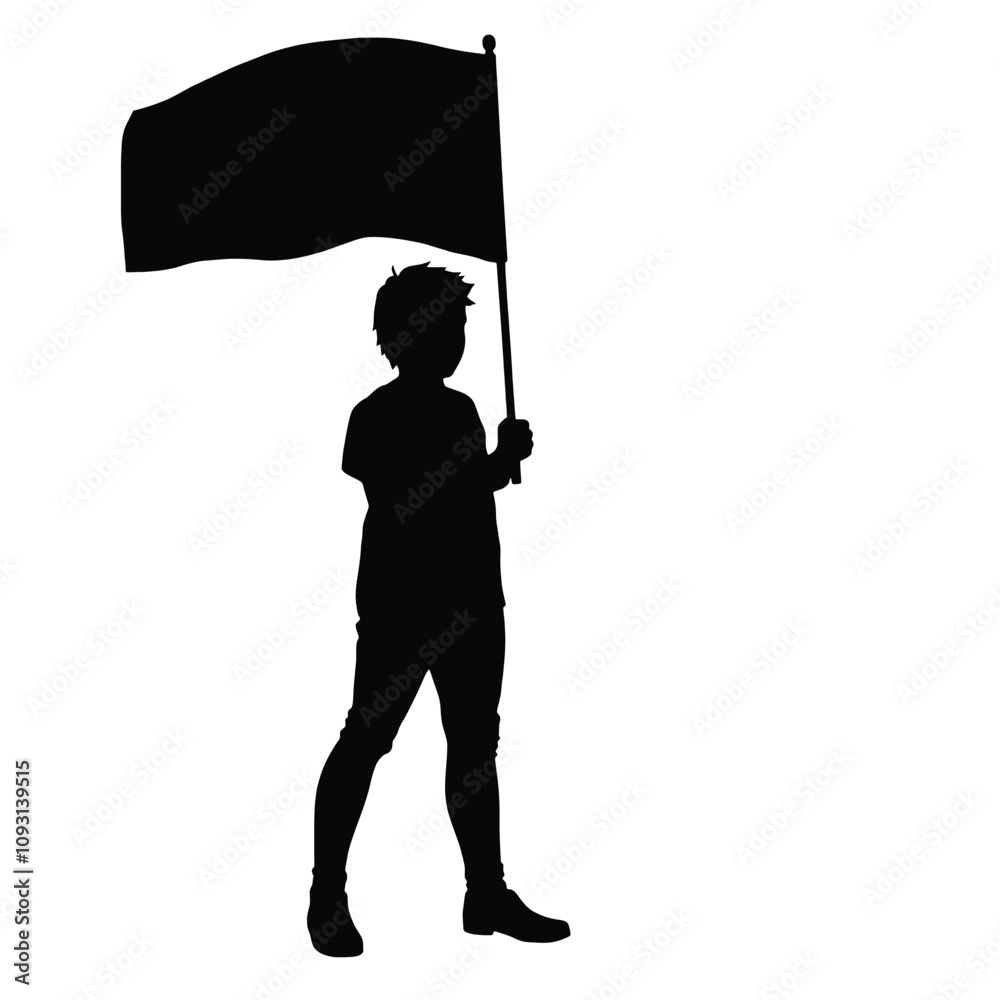 Obraz premium a black silhouette of a person holding a flag