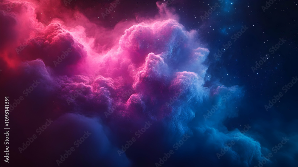 Abstract Background - Pink and Blue Nebula Clouds with Stars Abstract Background - Pink and Blue Nebula Clouds with Stars