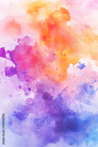 Abstract watercolor splash in purple and yellow hues