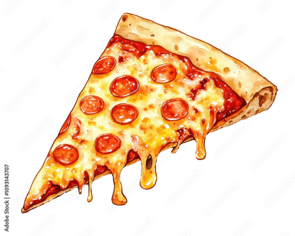 Pepperoni pizza slice, white isolate background Pepperoni pizza slice, white isolate background