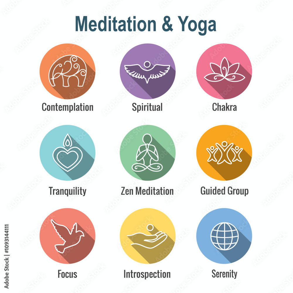 Fototapeta premium Zen Meditation Mandala Design Symbol Concept with Swirly Yoga Embellishments&nbsp;