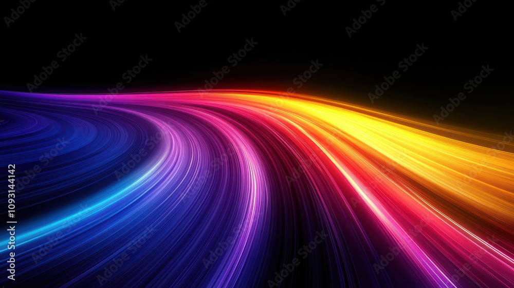 Vibrant Abstract Curved Shapes on Black