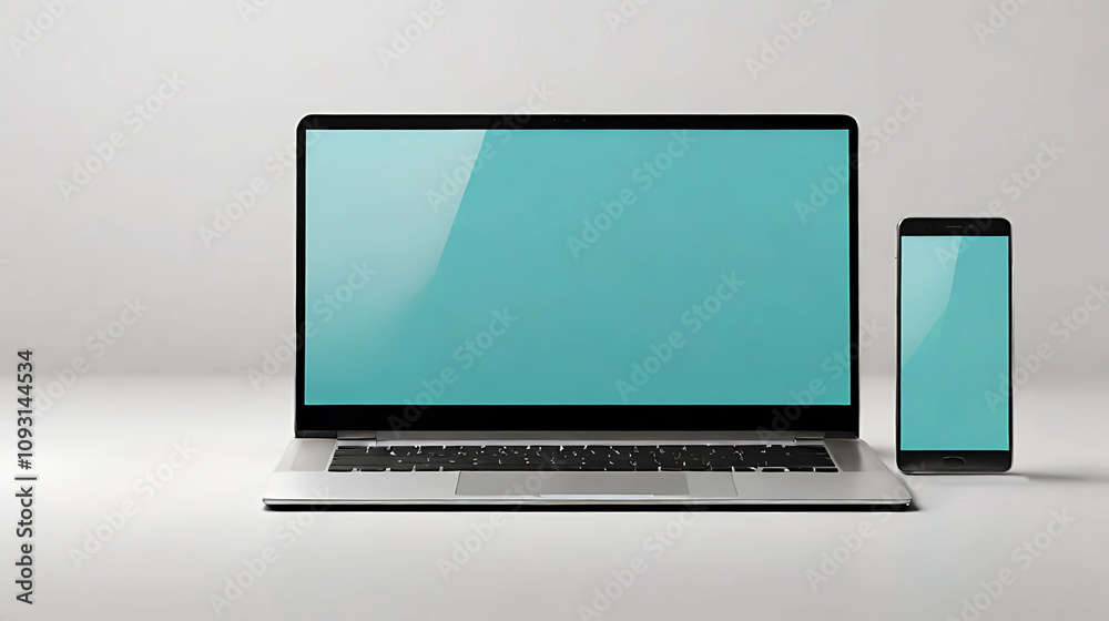 Isolated Transparent Screen Mockup for Laptop and Phone Isolated Transparent Screen Mockup for Laptop and Phone