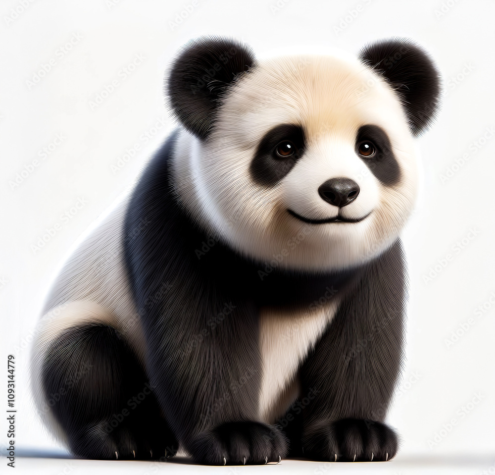 Fototapeta premium Illustration of a cute panda cub on a white background.