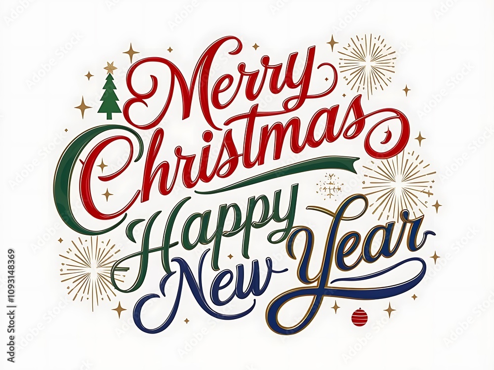 Fototapeta premium merry christmas lettering