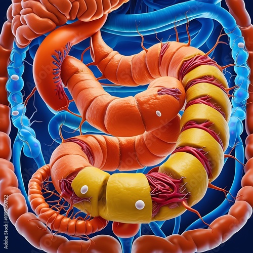 human gut details for medical education wallpaper illustration photo