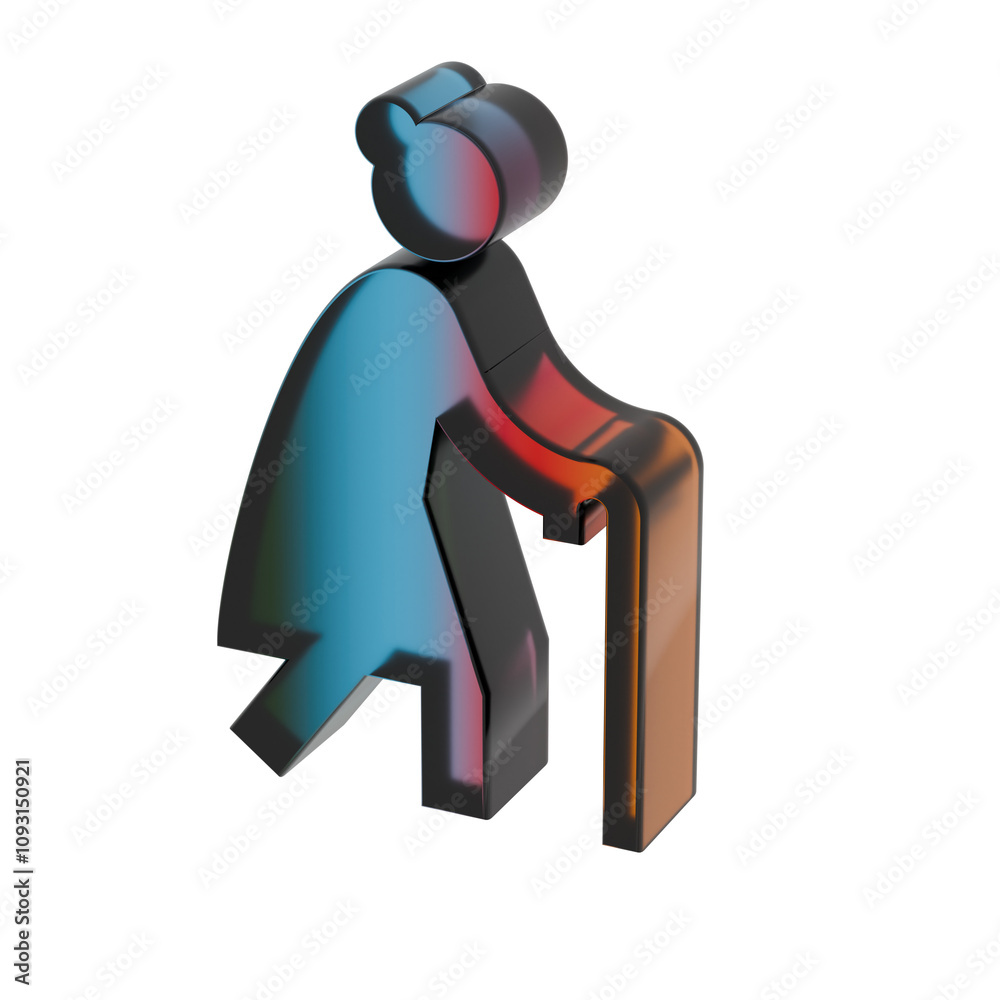 3D Gradient Elderly Woman symbol icons 3D Gradient Elderly Woman symbol icons