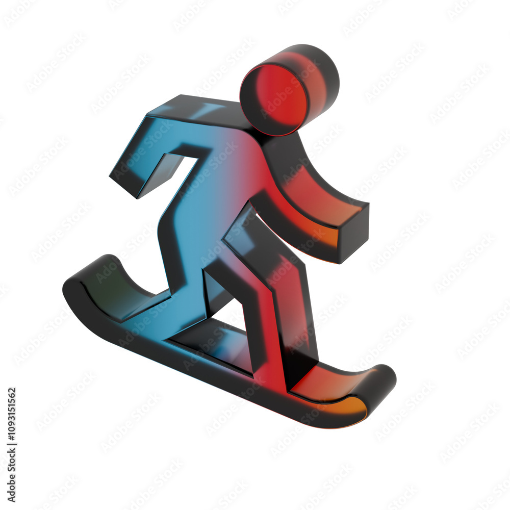 3D Gradient Snowboarding symbol icons
