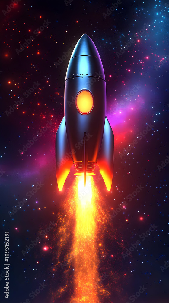 3D Rocket Launch Illustration - Space Exploration 3D Rocket Launch Illustration - Space Exploration