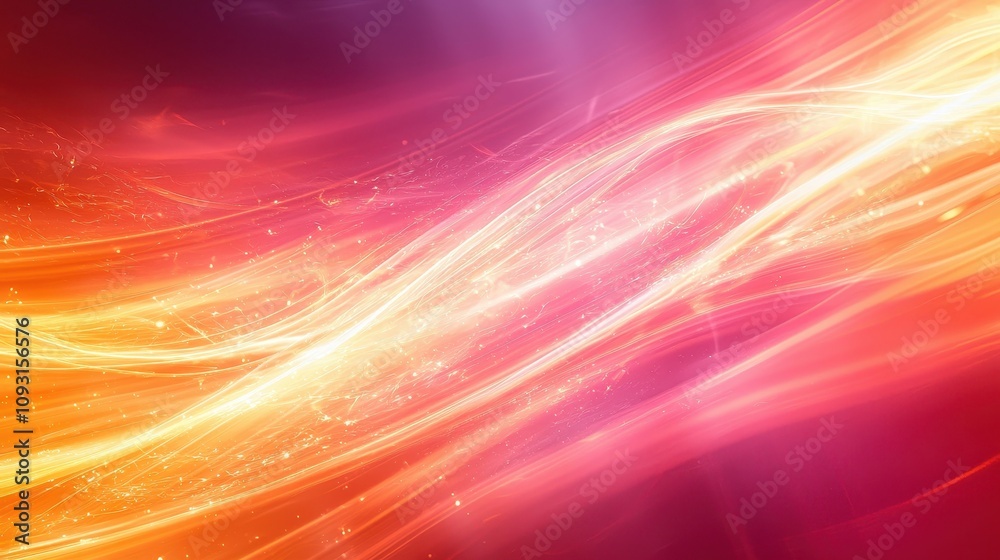 Obraz premium A bold gradient background blending hot pink, bright orange, and soft yellow tones. Dynamic streaks of light add energy and movement to the composition. Perfect for vibrant and eye-catching 