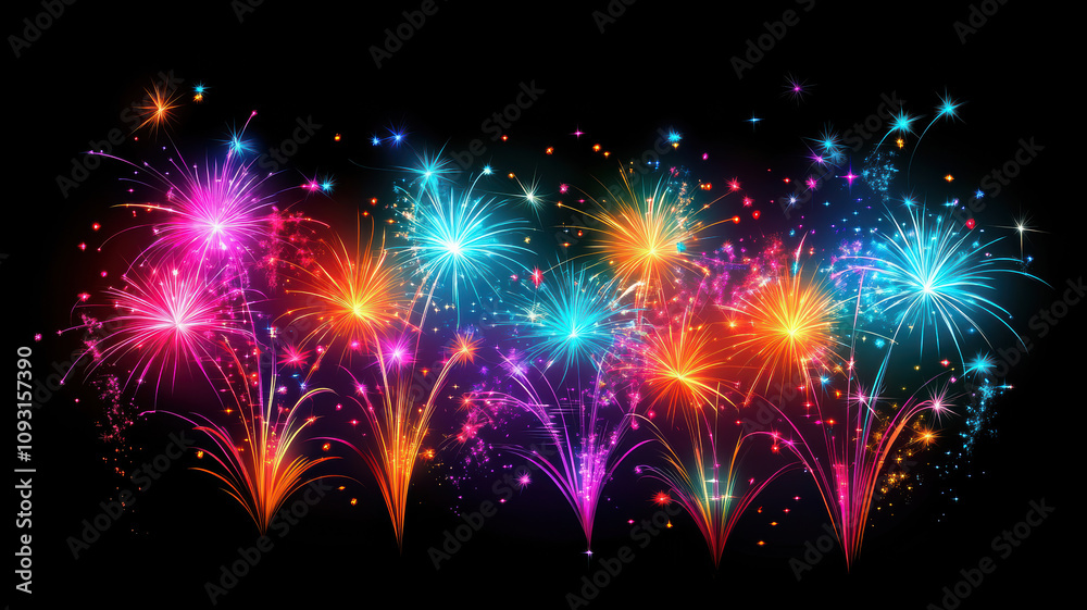 New Year’s celebration with vibrant fireworks New Year’s celebration with vibrant fireworks