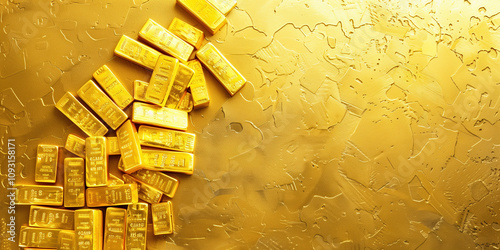 Gold Bars Positioned as a Rising Arrow on a Plain Background for Business and Wealth Representation photo