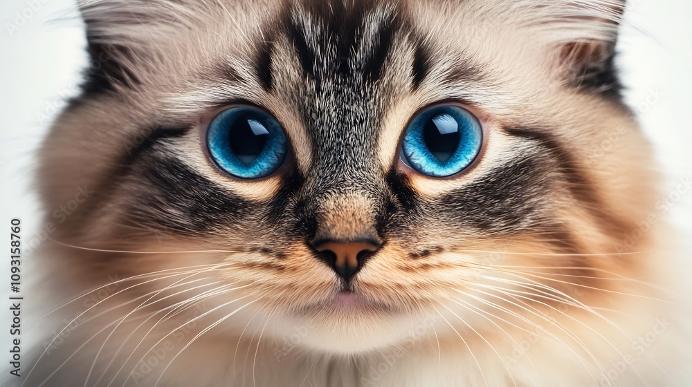 Mesmerizing Close up of a Fluffy Persian Cat s Face with Brilliant Blue Eyes Mesmerizing Close up of a Fluffy Persian Cat s Face with Brilliant Blue Eyes