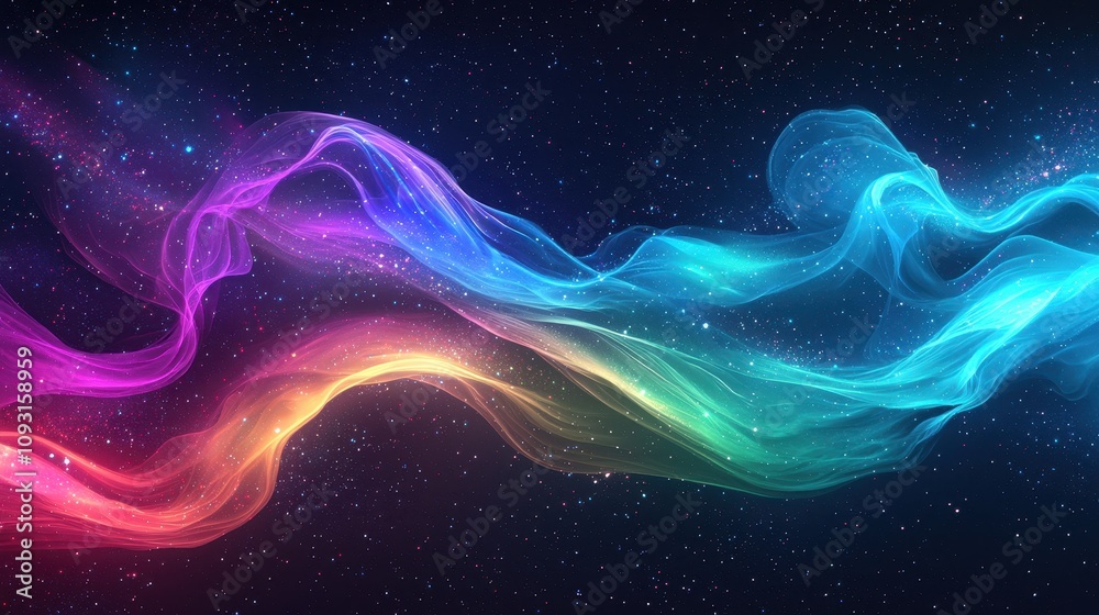 A glowing aurora-inspired background with radiant streaks of cyan, purple, and green flowing across a starry night sky. The ethereal lighting adds a serene and magical ambiance. Ideal for celestial A glowing aurora-inspired background with radiant streaks of cyan, purple, and green flowing across a starry night sky. The ethereal lighting adds a serene and magical ambiance. Ideal for celestial