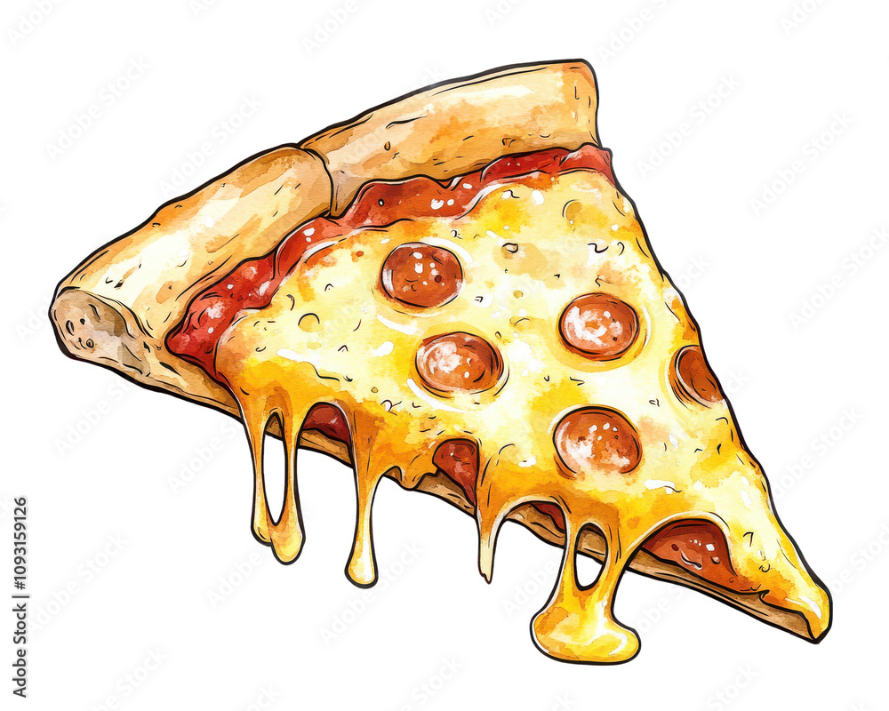 Delicious slice of pizza with melted cheese and pepperoni, white isolated background. Delicious slice of pizza with melted cheese and pepperoni, white isolated background.