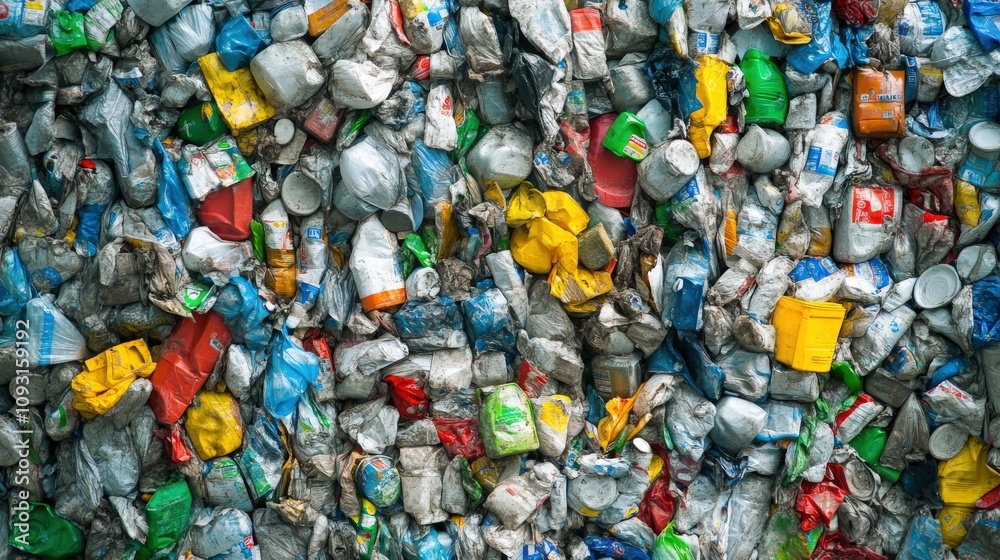 Fototapeta premium Recycling facility sorting waste into reusable materials in a clean process