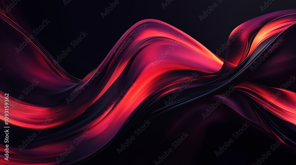 Obraz premium Abstract red and black dynamic wave on dark background
