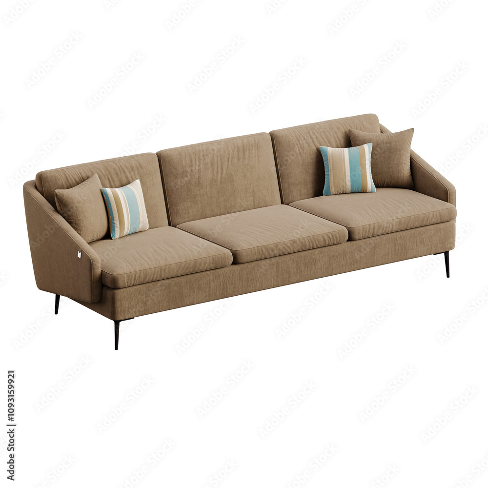 Fototapeta premium A brown couch with pillows on it