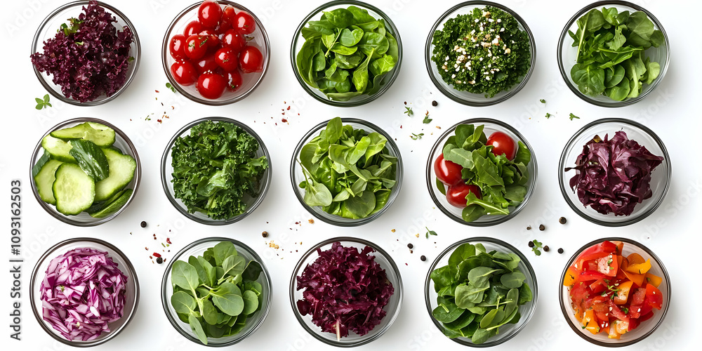 Photo: Fresh Salad Ingredients Tomato Cucumber Kale Spinach Lettuce Photo: Fresh Salad Ingredients Tomato Cucumber Kale Spinach Lettuce