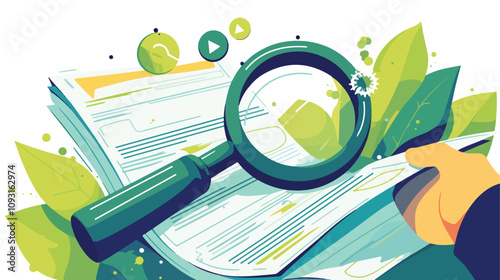 Professional Document Research Vector Illustration