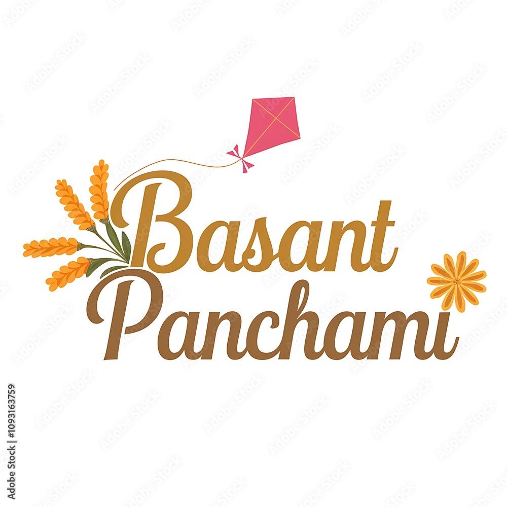 Obraz premium Basant Panchami Festival Design With Kite And Flowers