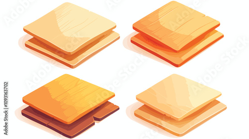 Layers of Materials Stack on Four Levels Surface