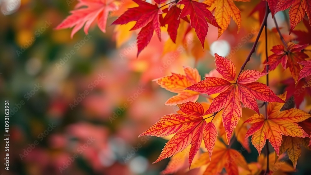 Vibrant autumn leaves against a blurred abstract background, fall, autumnal Vibrant autumn leaves against a blurred abstract background, fall, autumnal