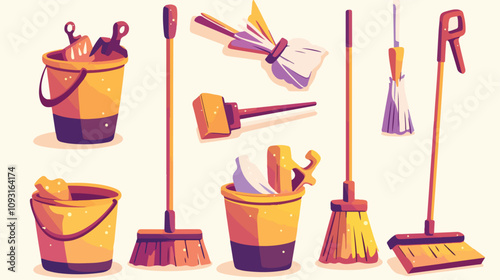 Flat Cartoon Vector Cleaner Detergent Icon for Cleaning Services and Products