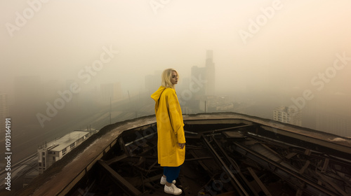 A woman in a vibrant yellow...