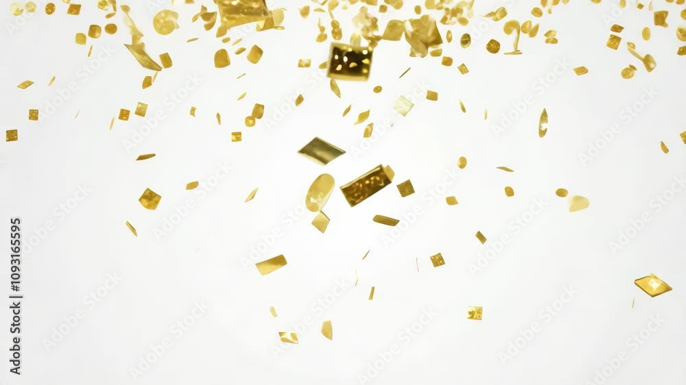 Gold confetti falling in celebration at a party