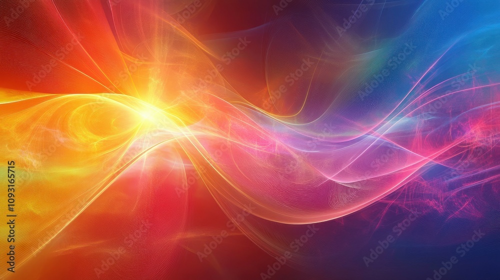 Obraz premium Radiant energy waves in abstract art exhibition urban gallery visual art creative space contemporary viewpoint vibrant color concept