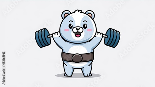 Cute Panda Lifting Barbell Gym Fitness Cartoon Vector Icon Illustration. Animal Sports Icon Isolated. made with generative Ai	
