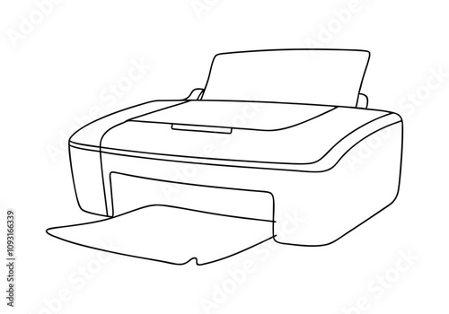 Continuous Line Art of Printer – Minimalist Office Equipment Illustration