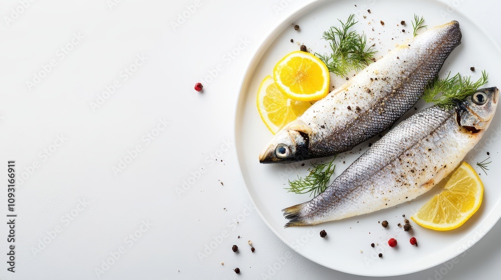 Fresh Fried Fish Fillets with Lemon and Garnish Fresh Fried Fish Fillets with Lemon and Garnish