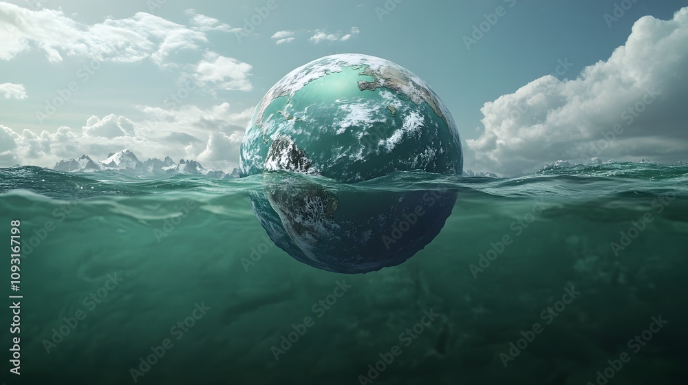 Fototapeta premium Earth, a vibrant blue marble suspended in the vast expanse of space