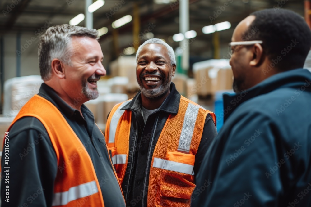 Group portrait of diverse middle aged warehouse workers Group portrait of diverse middle aged warehouse workers