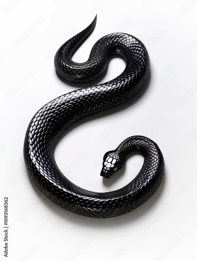 3D rendering of Elegant Black Snake Vector Design in High Contrast on a White Background for Graphic Use 3D rendering of Elegant Black Snake Vector Design in High Contrast on a White Background for Graphic Use