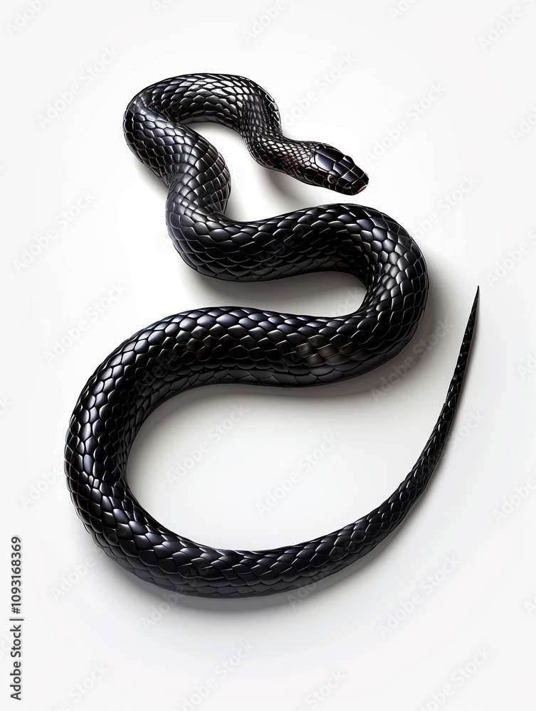 3D rendering of High-Resolution Black Snake in Motion with High Contrast on a Minimalist Vector Background 3D rendering of High-Resolution Black Snake in Motion with High Contrast on a Minimalist Vector Background