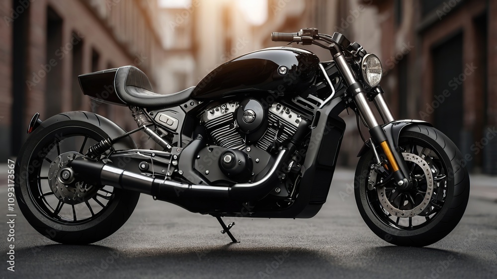 Obraz premium Stylish black custom motorcycle.