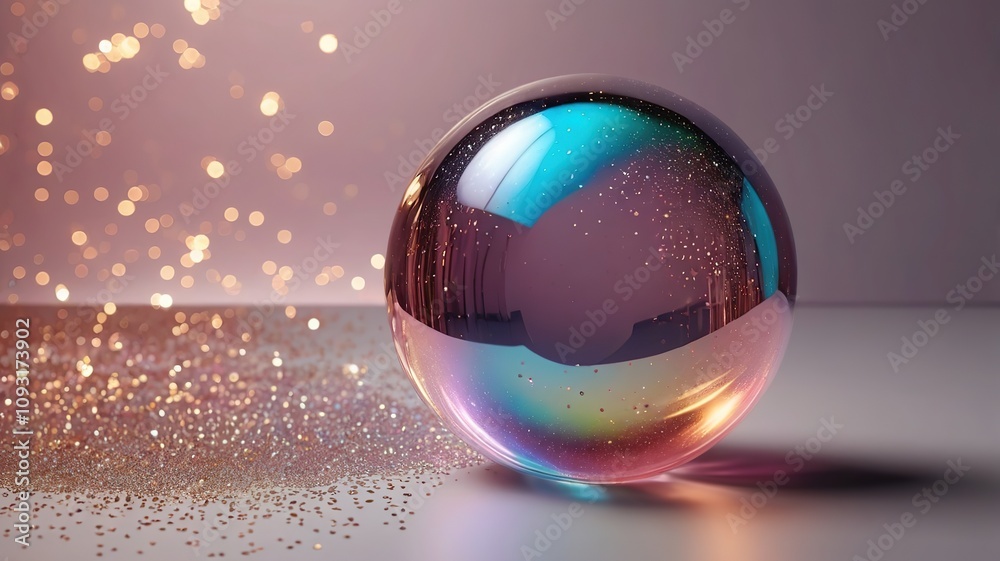 Vibrant holographic circle with pastel colors and sparkling glitter highlights. Vibrant holographic circle with pastel colors and sparkling glitter highlights.