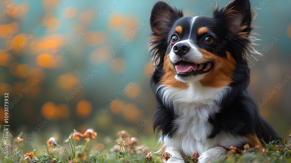 Small Dog Sitting on a Grass-Covered Field Small Dog Sitting on a Grass-Covered Field
