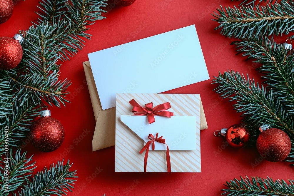 hyper realistic photo of Mockup white greeting card and envelope with ...