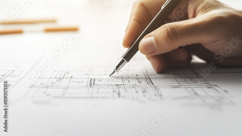 Architect Discussing Blueprint with Construction Workers