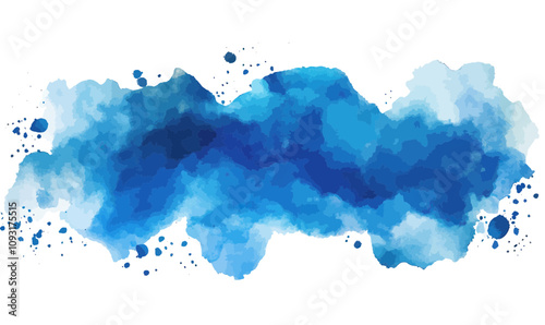 Blue Watercolor Stain Vector on Transparent Background Minimalist Artistic Design for Creative Projects